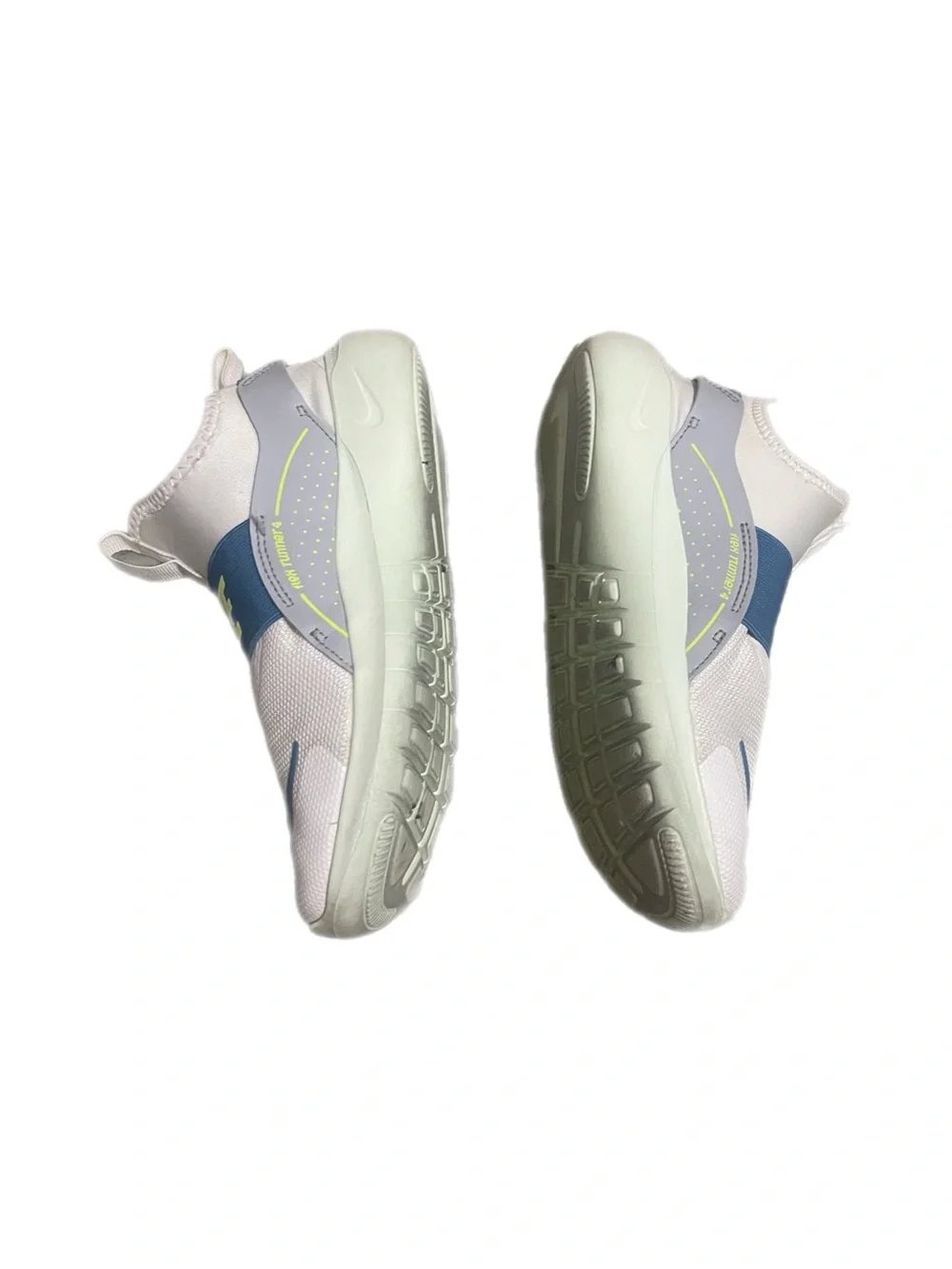 Nike Kids Slip-On Sneakers in White with Blue and Neon Yellow